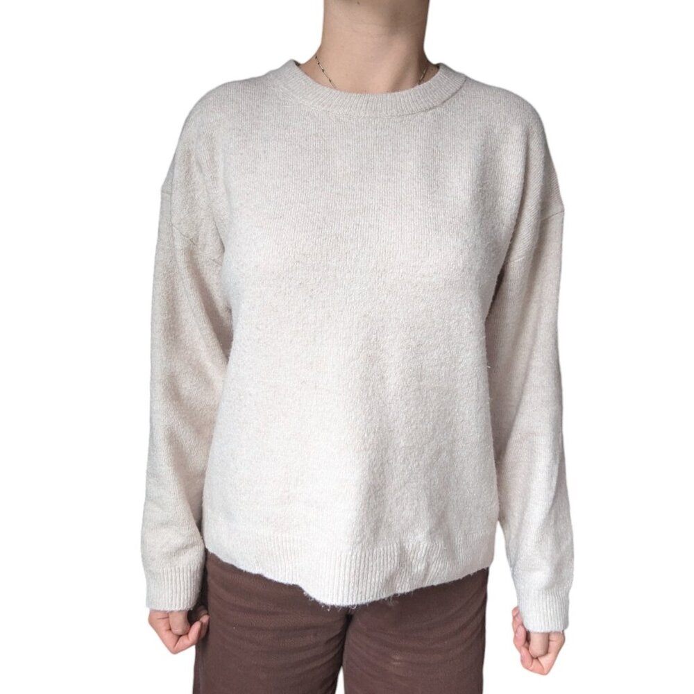 H&M Cream Oversized Soft Sweater Women Size Medium